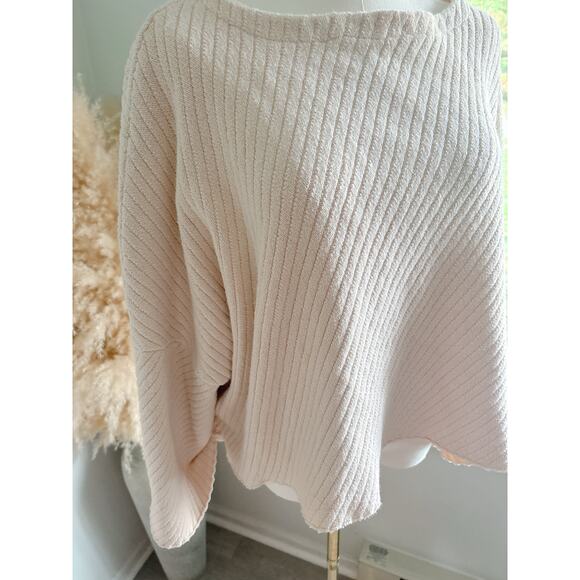 Free People I Can't Wait Cropped Sweater Size Medium Oversized Ribbed Dolman - Picture 5 of 11